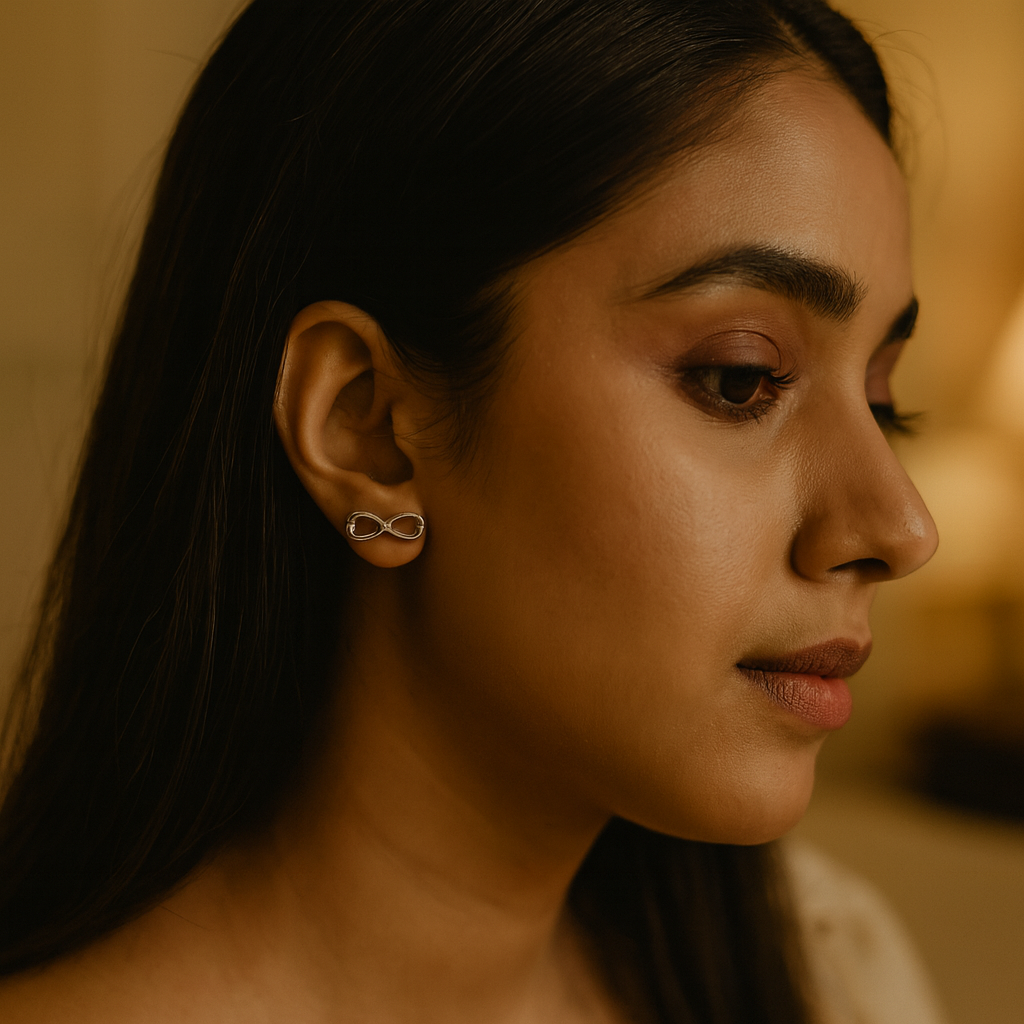 Aanura Infinity Stud Earrings in 18K Gold Plated 925 Silver