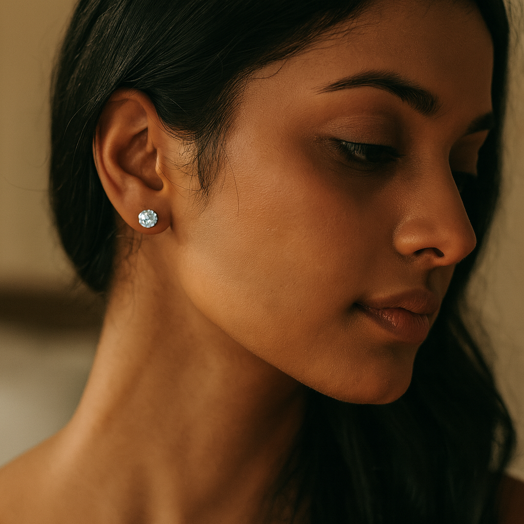 Aanura Crystal Halo Stud Earrings in 925 Silver