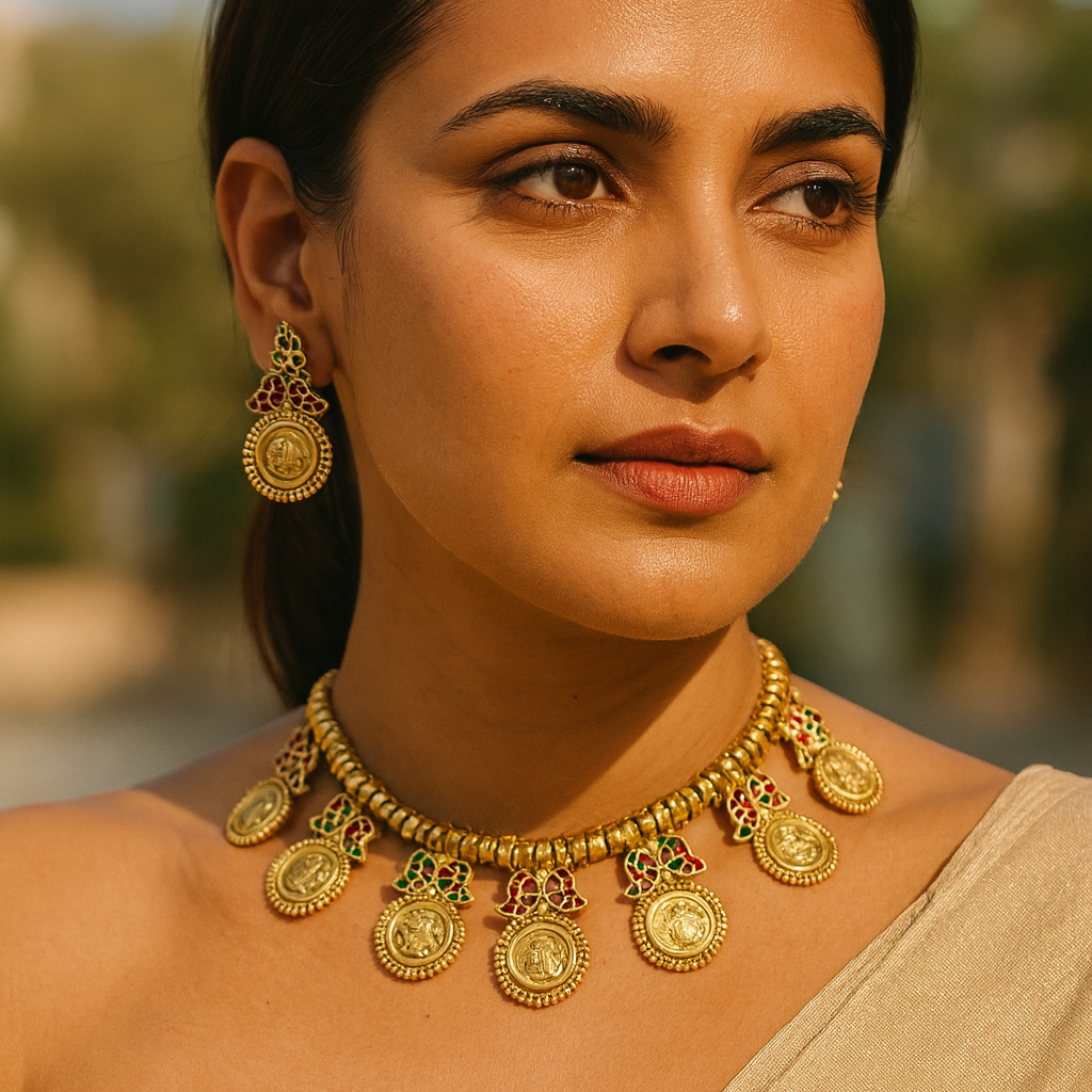 Aanura Temple Coin Choker Necklace