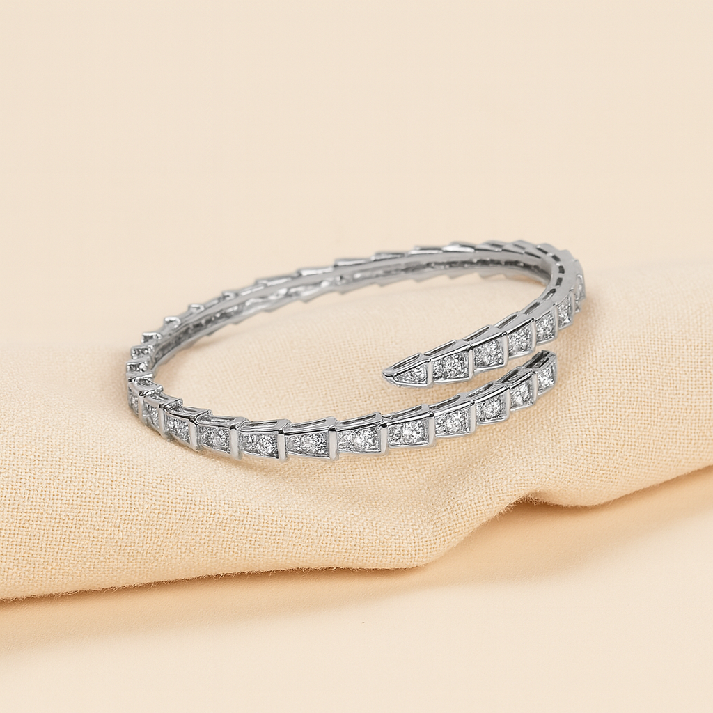 Aanura Serpent-Inspired Gold Diamond Coil Bracelet