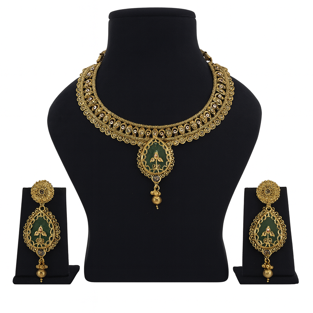 Aanura Antique Necklace with Ruby Teardrop Pendant