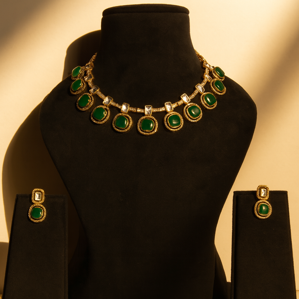 Aanura Ruby Choker Necklace with Kundan Accents
