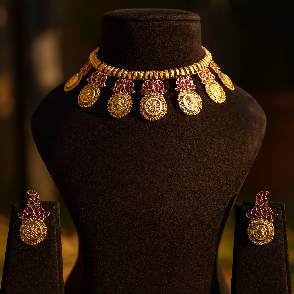 Aanura Temple Coin Choker Necklace