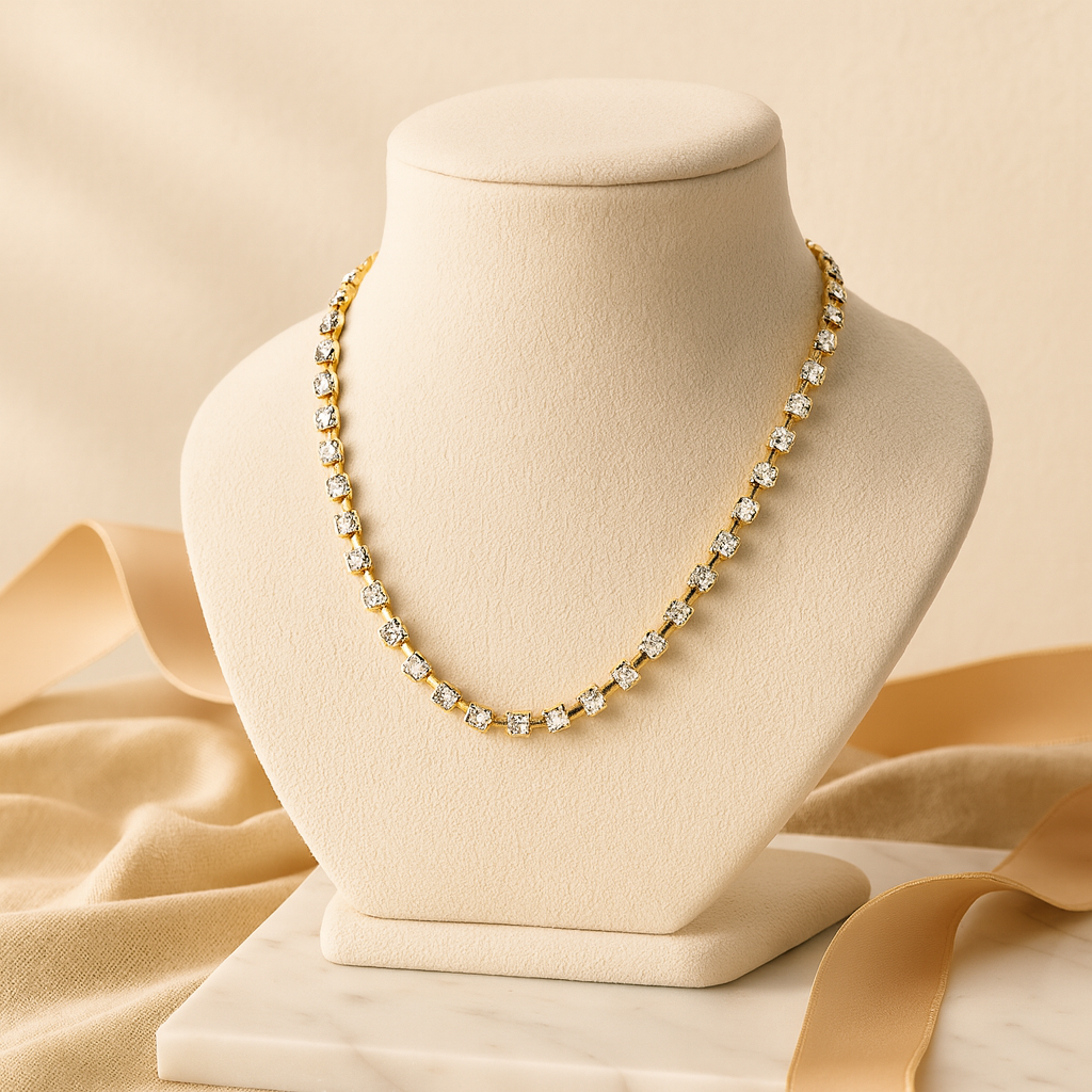 Elegant Gold-Plated Diamond Tennis Necklace