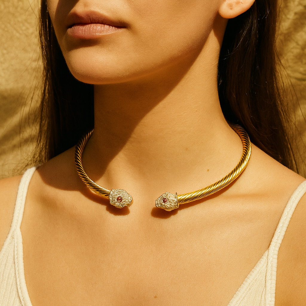 Aanura Gold Twisted Cable Choker – Stainless Steel Jewelry