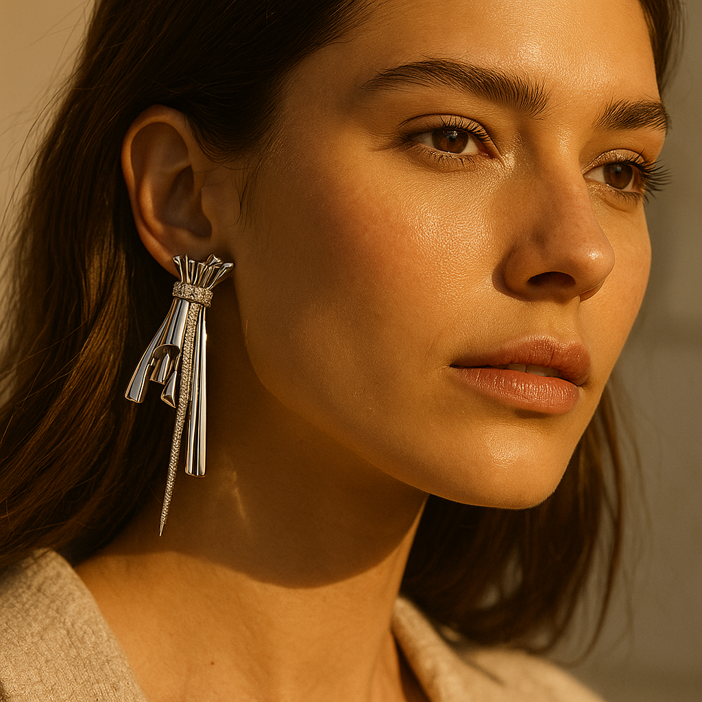 Aanura Silver Crystal Glam Earrings