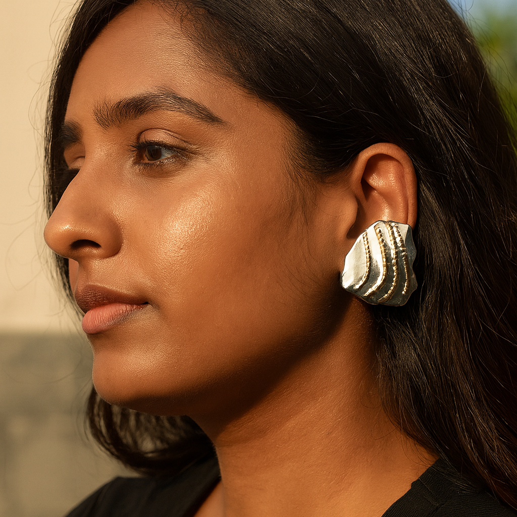 Aanura Molten Wave Dual-Tone Earrings