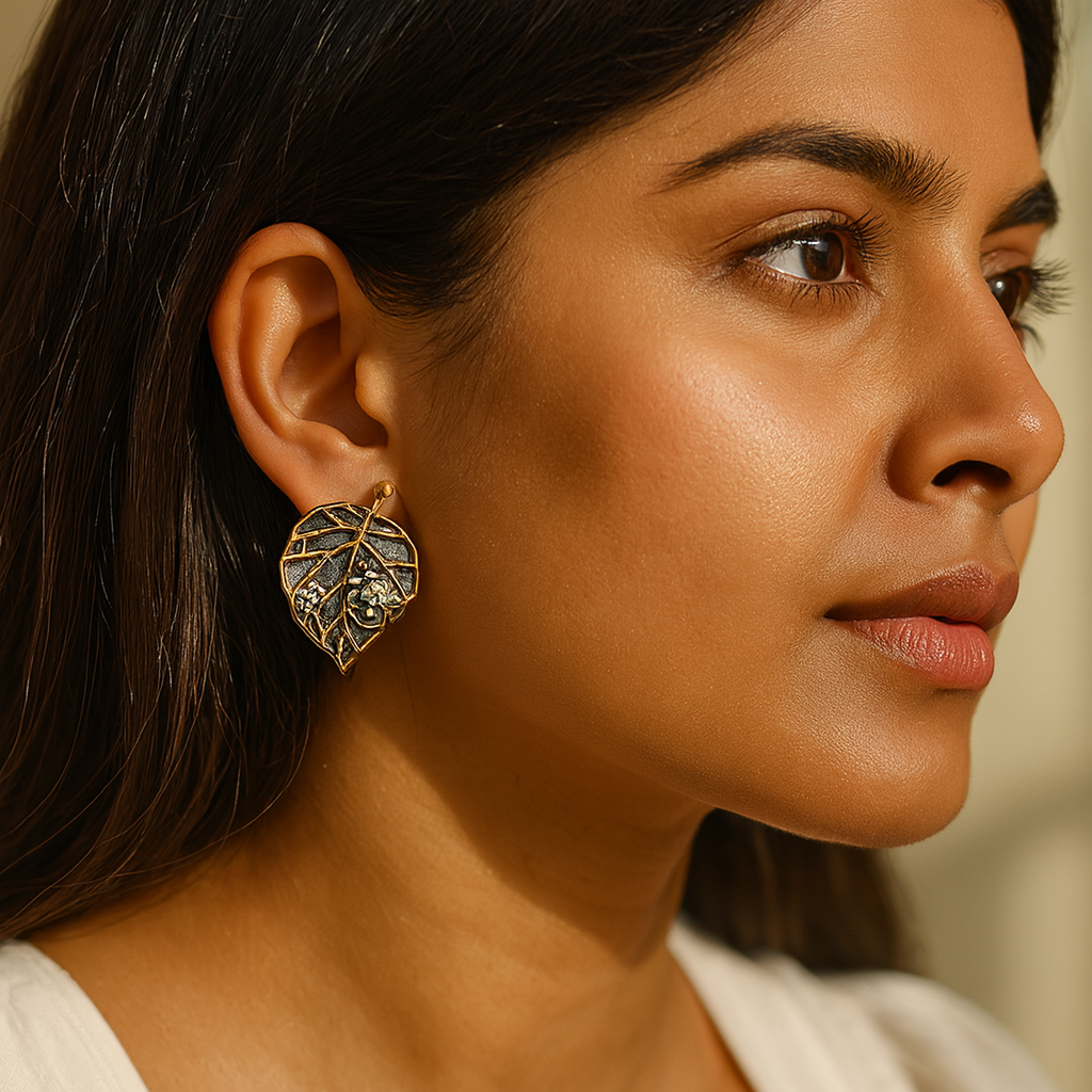 Aanura Leaf Ladybug Earrings
