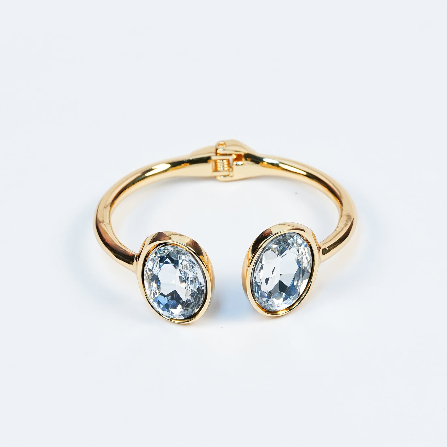 Aanura Gold Stainless Steel Dual-Stone Bangle Bracelet