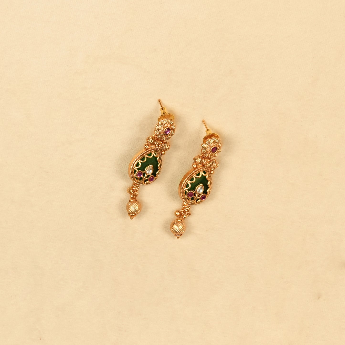 Aanura Gold Plated Emerald Aura Necklace Set