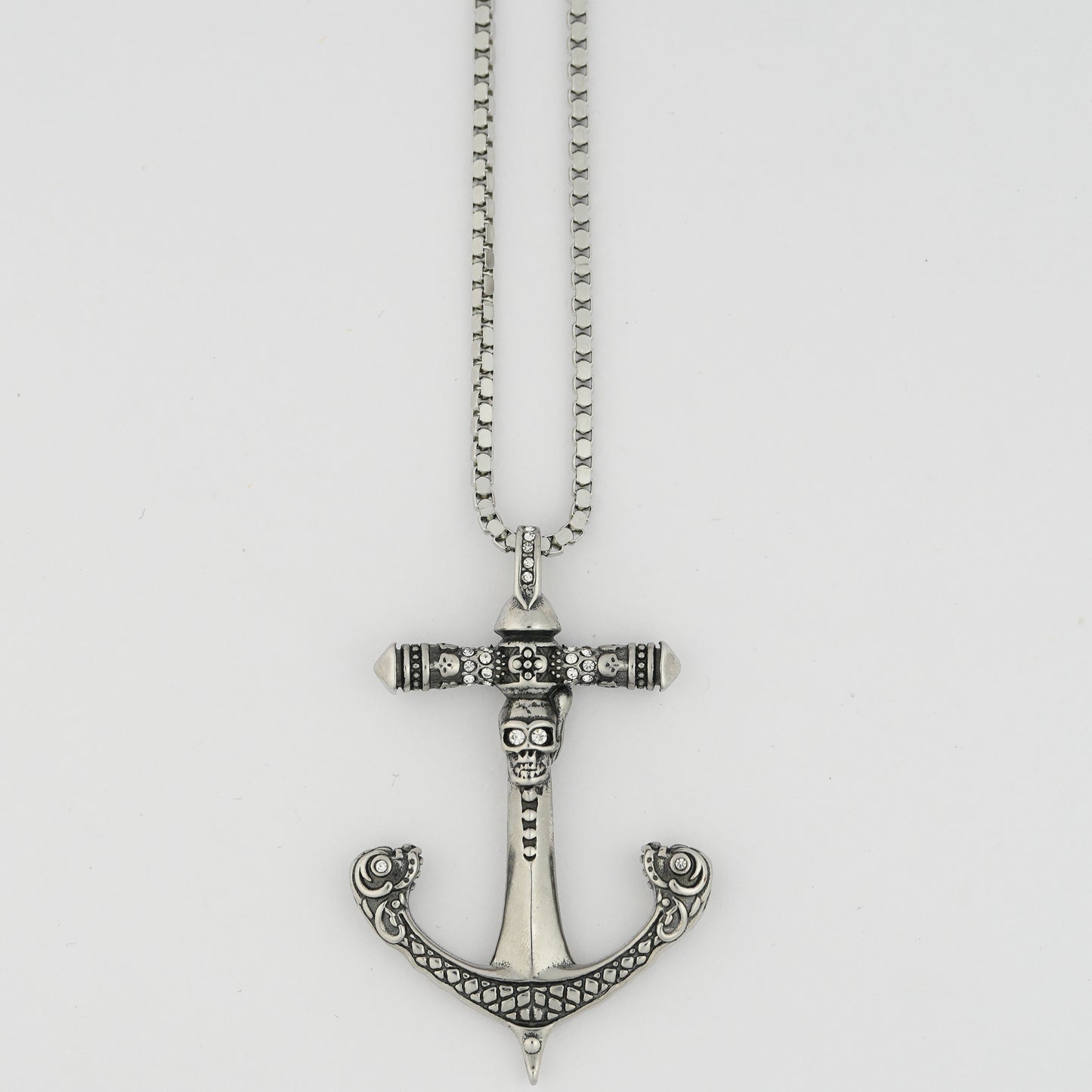 Aanura Silver Anchor Cross Chain For Men