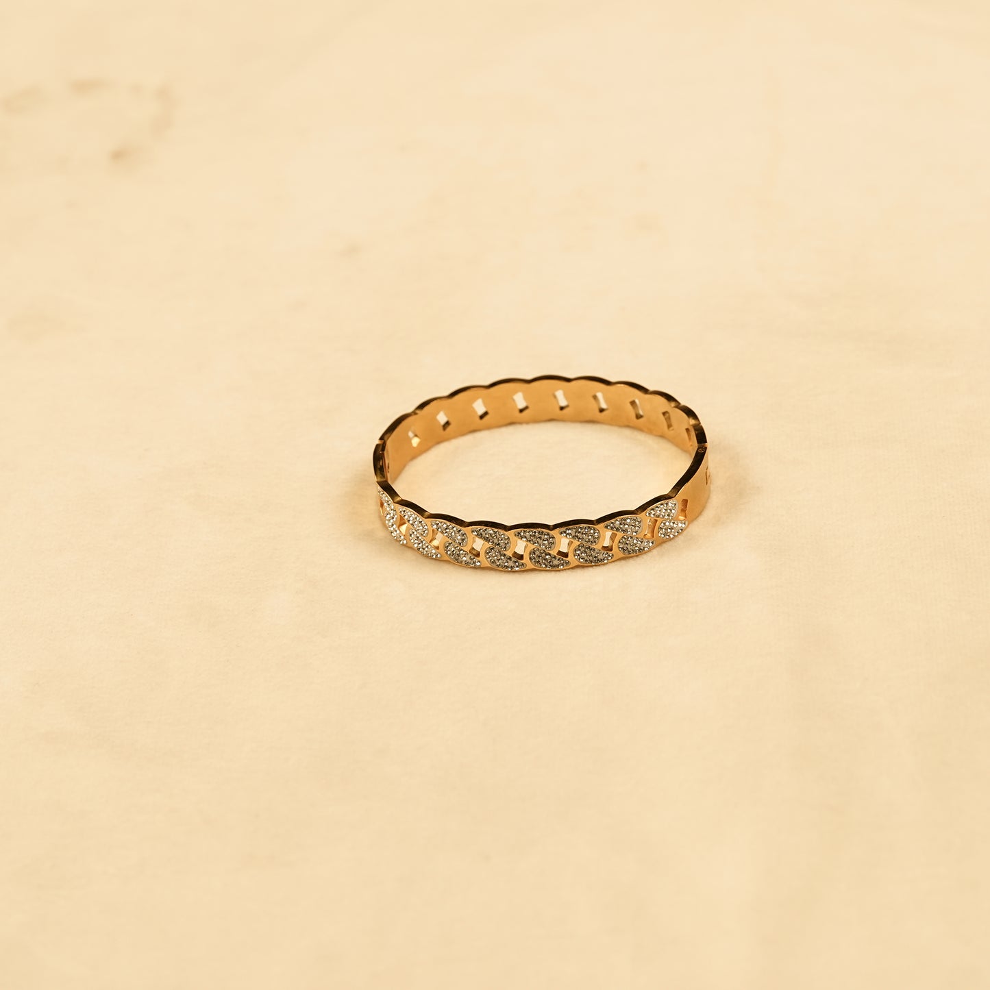 Aanura Crystal Link Gold Plated Bangle Bracelet