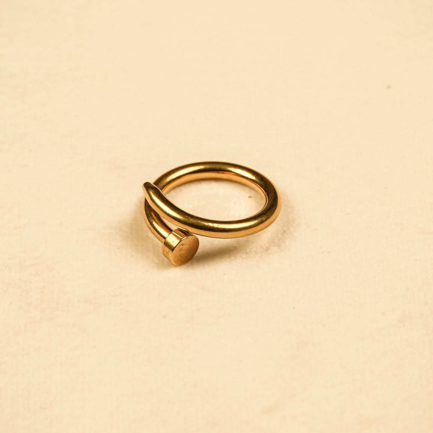 Aanura Gold Tone Modern Nail Ring for Women