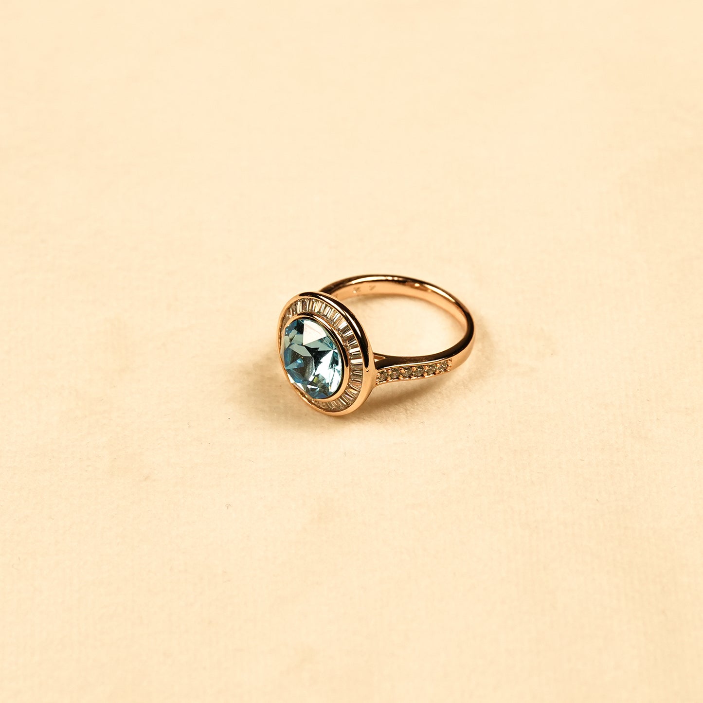 Aanura Gold Plated Blue Crystal Ring for Women