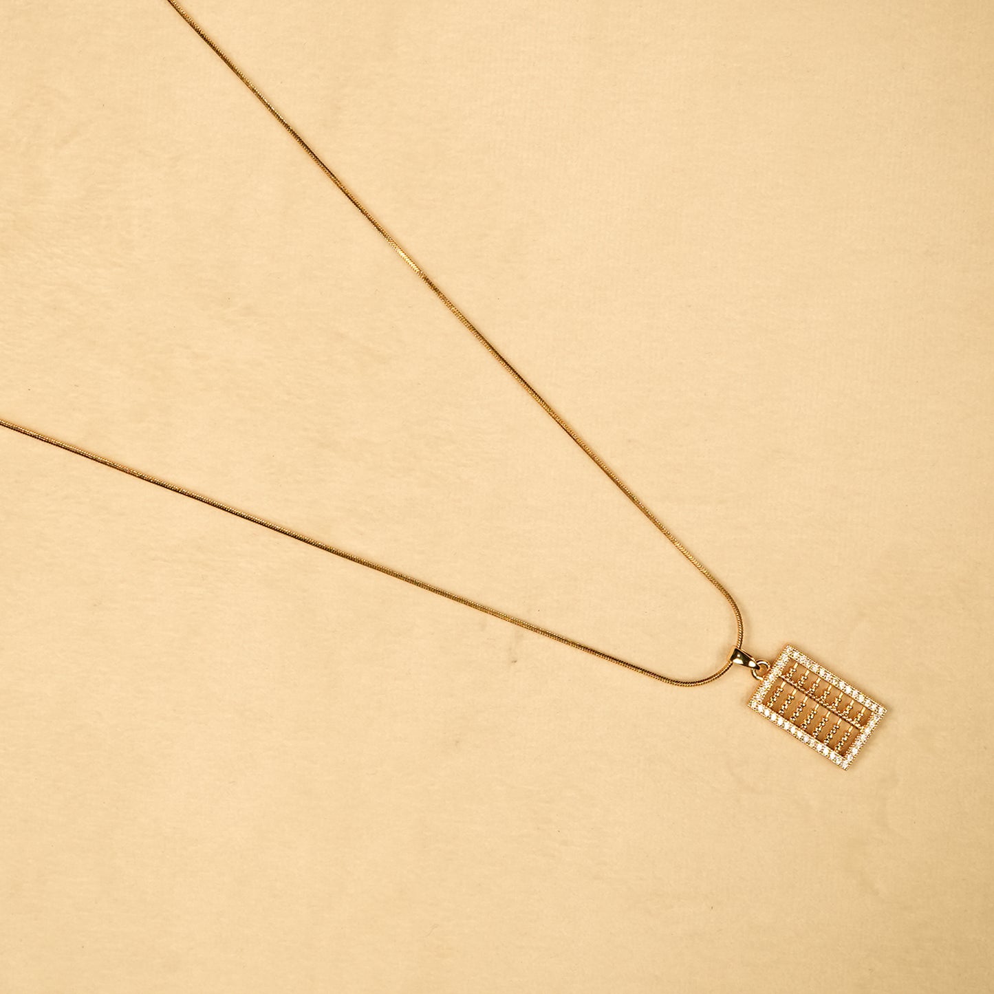 Aanura Geometric Grid Pendant Necklace