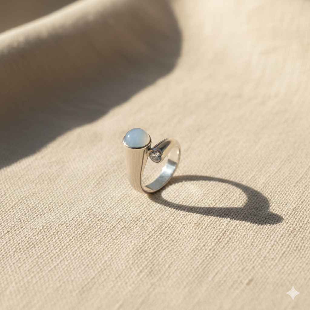 Aanura Dual-Stone Minimalist Ring in 925 Silver