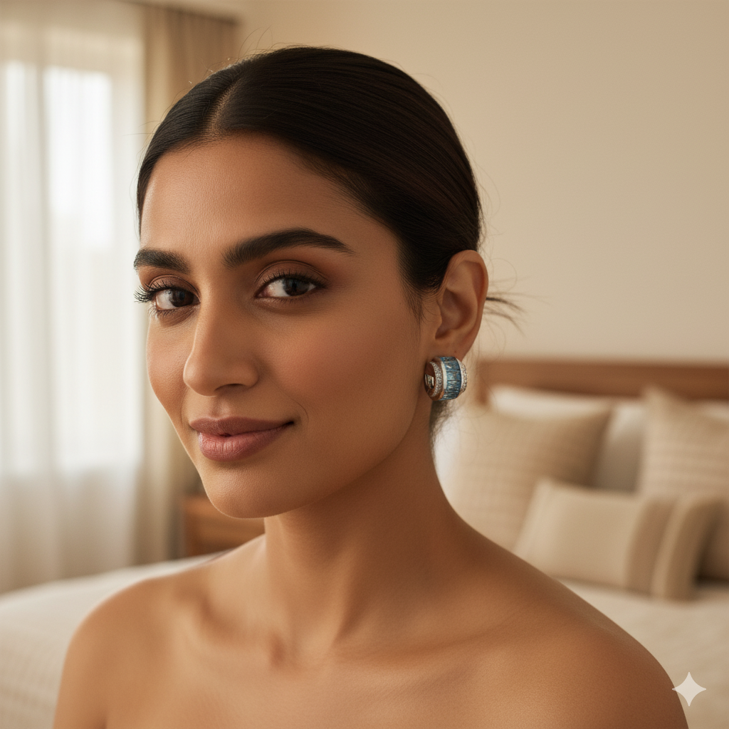 Aanura Baguette Crystal Huggie Earrings in 925 Silver