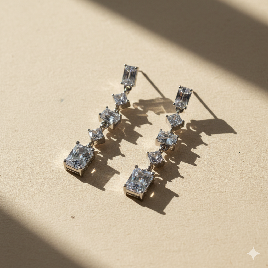Aanura Multi-Cut Drop Earrings in 925 Silver