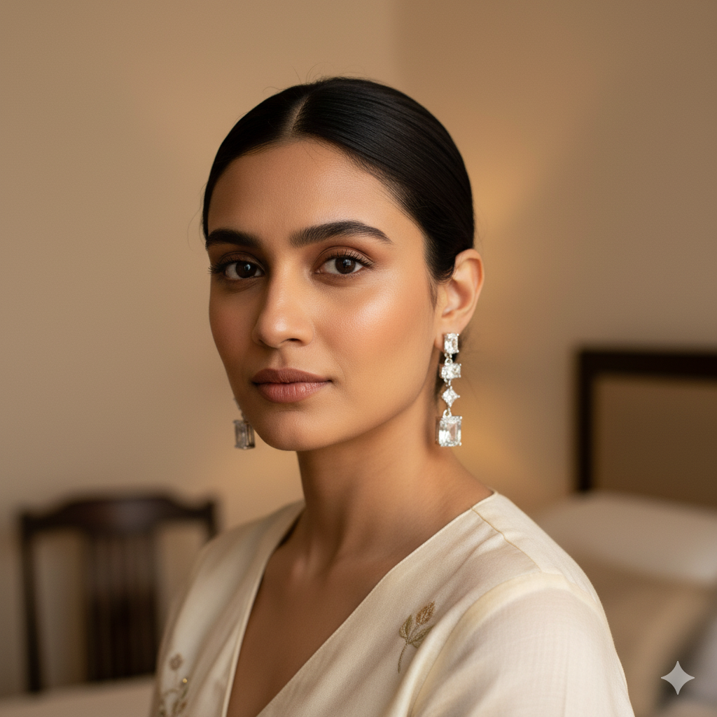 Aanura Multi-Cut Drop Earrings in 925 Silver