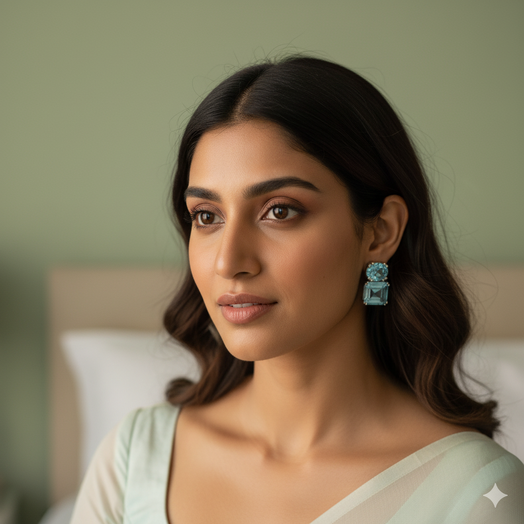 Aanura Dual Gemstone Stud Earrings in 925 Silver