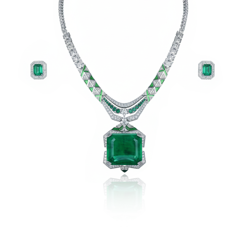 Aanura Emerald Green Necklace Set