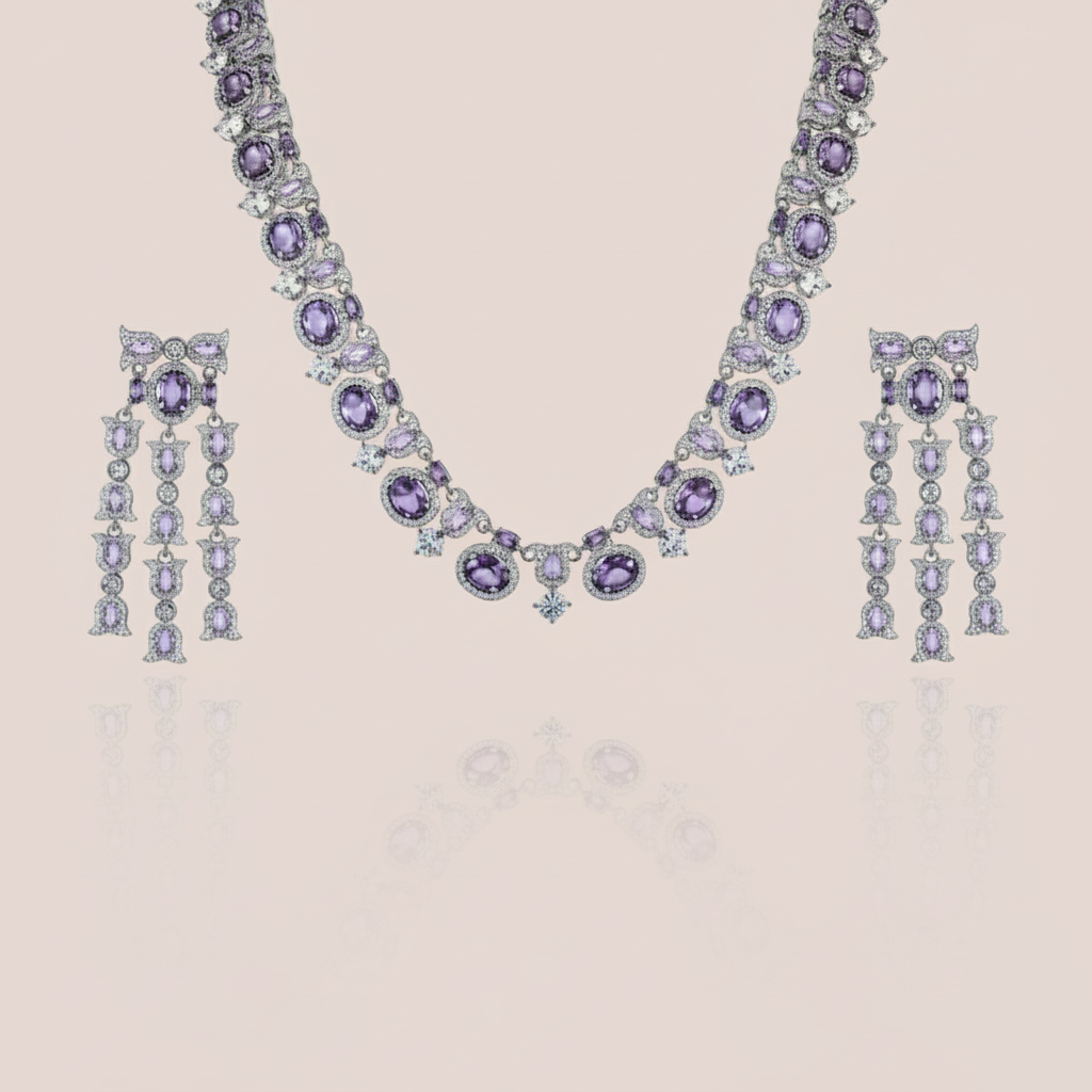 Aanura Royal Violet Stone Necklace Set