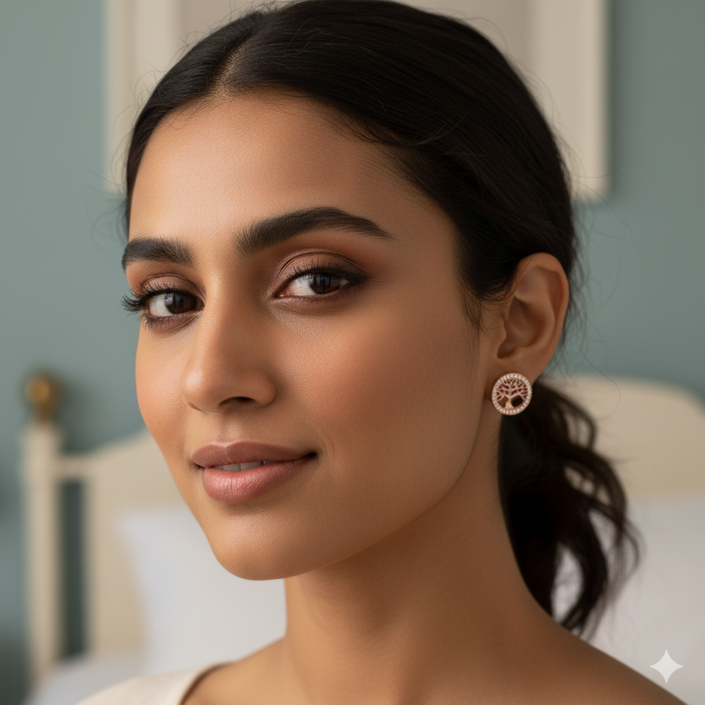 Aanura Tree of Life Stud Earrings in 18K Gold Plated 925 Silver
