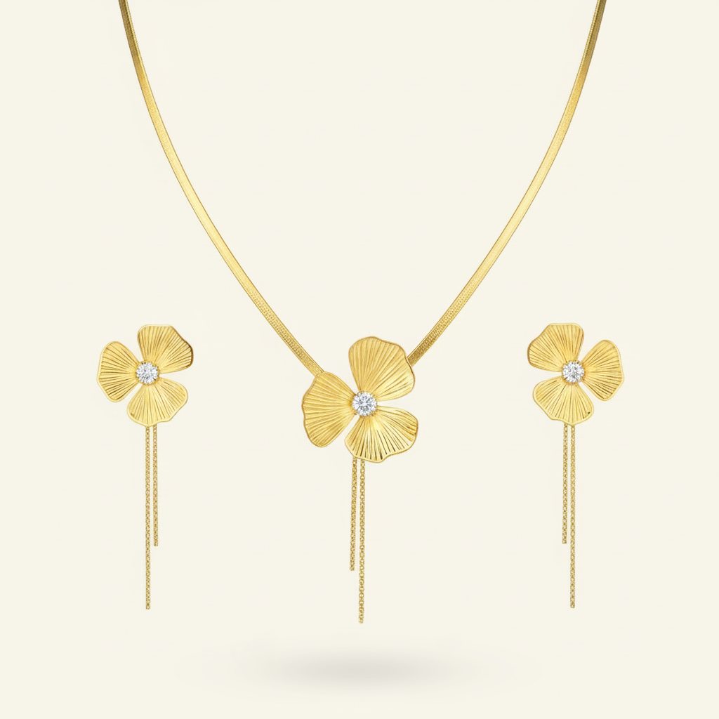 Aanura Orchid Bloom Necklace & Earrings Set