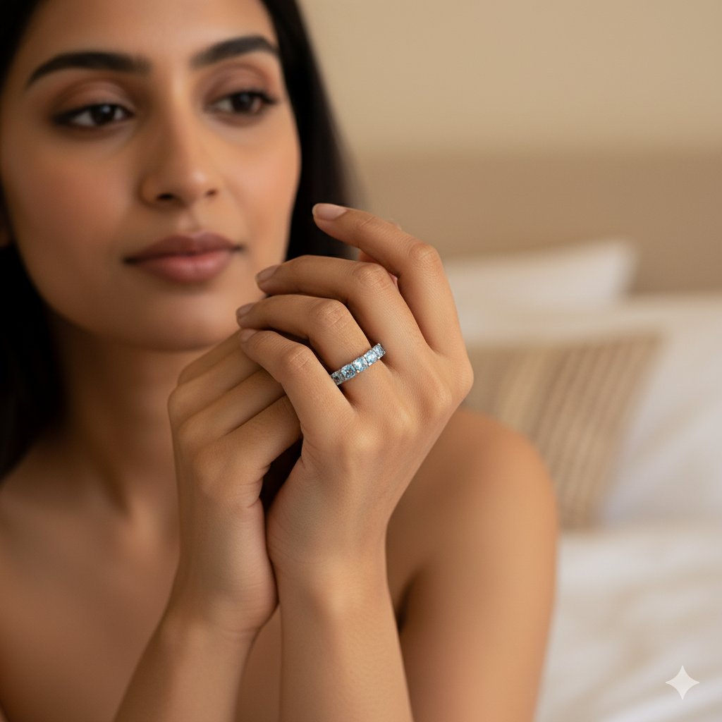 Aanura Cushion-Cut Eternity Band in 925 Silver