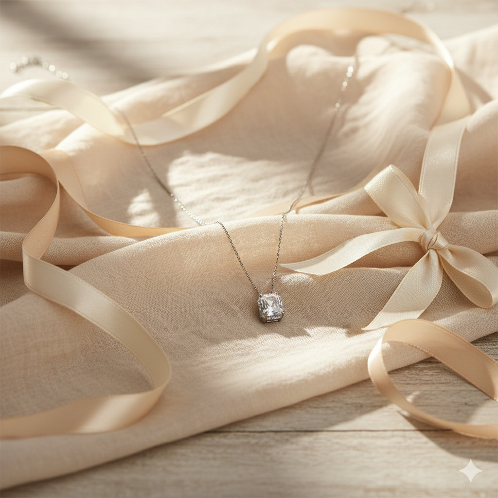 Aanura Solitaire Round Pendant Necklace in 925 Silver