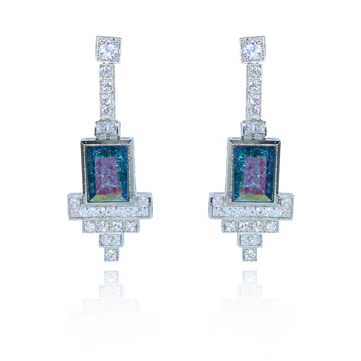 Aanura Black Emerald Art Deco Earrings