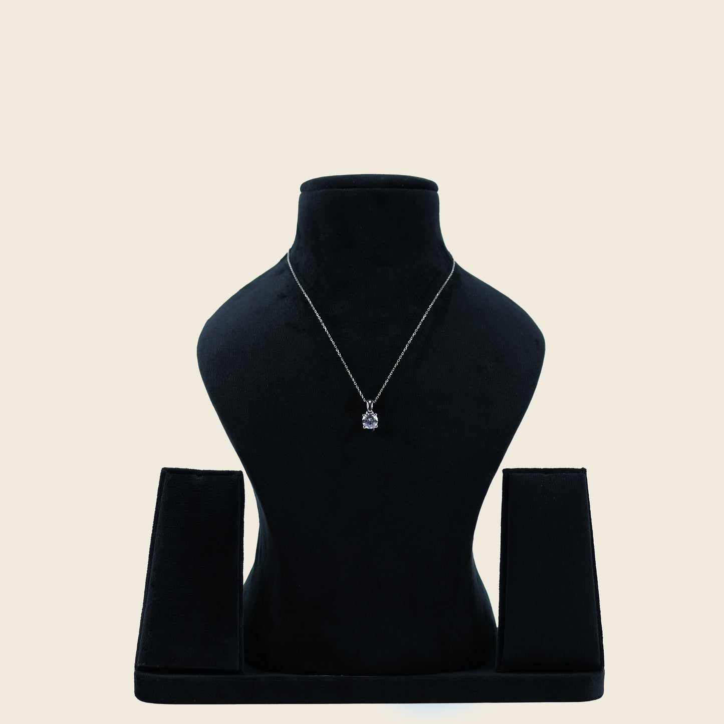 Aanura Solitaire Round Pendant Necklace in 925 Silver