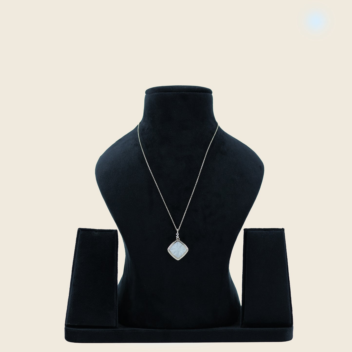 Aanura Carved Mother of Pearl Pendant in 925 Silver