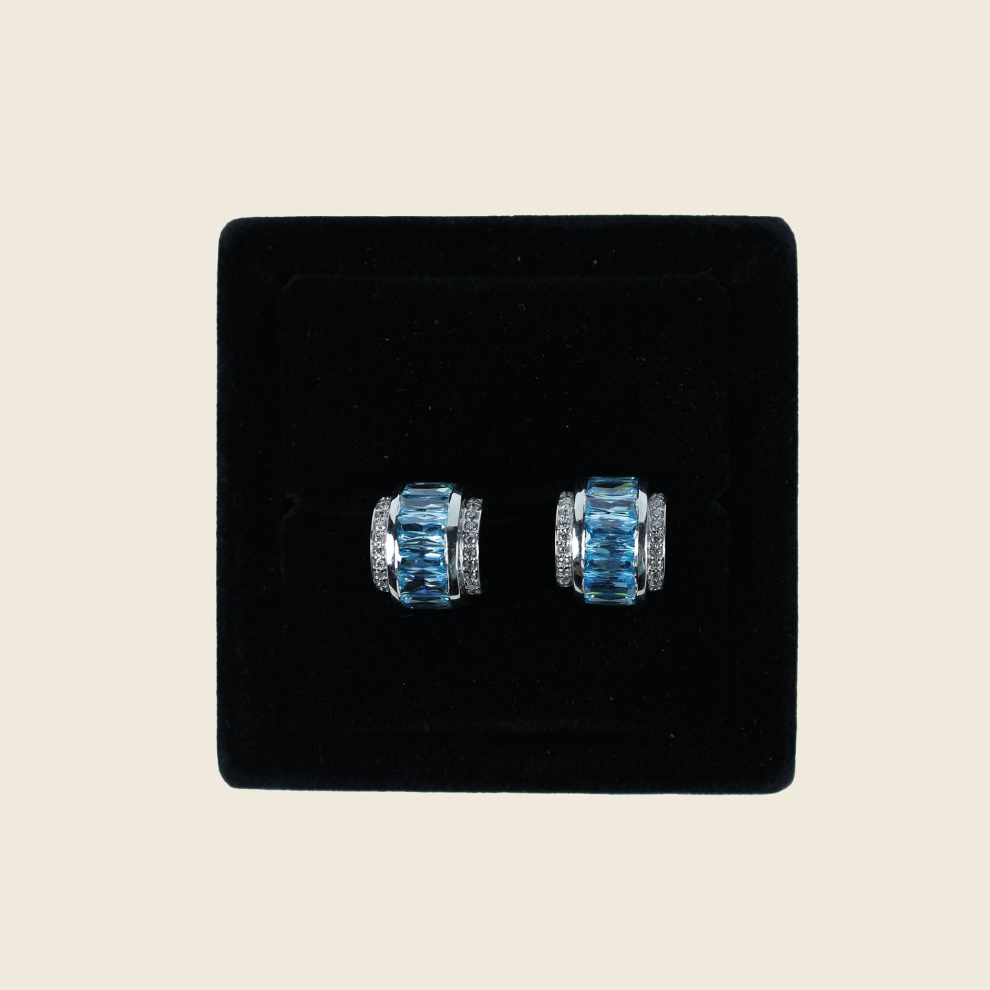Aanura Baguette Crystal Huggie Earrings in 925 Silver
