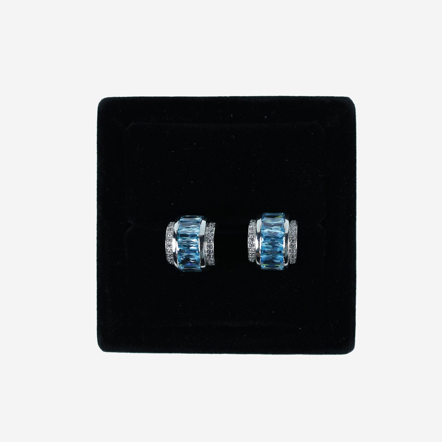 Aanura Baguette Crystal Huggie Earrings in 925 Silver