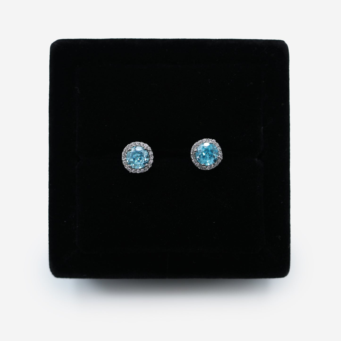 Aanura Crystal Halo Stud Earrings in 925 Silver