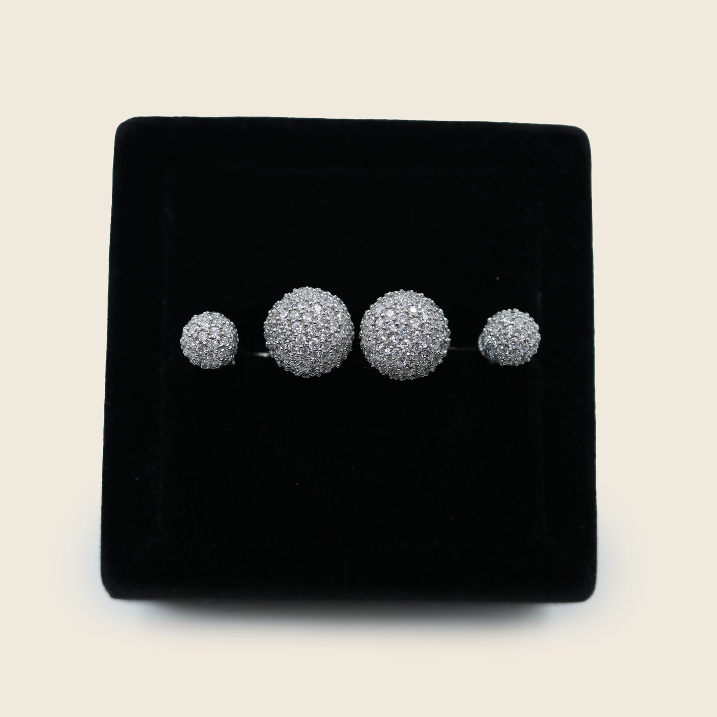 Aanura Pave Dome Stud Earrings in 925 Silver