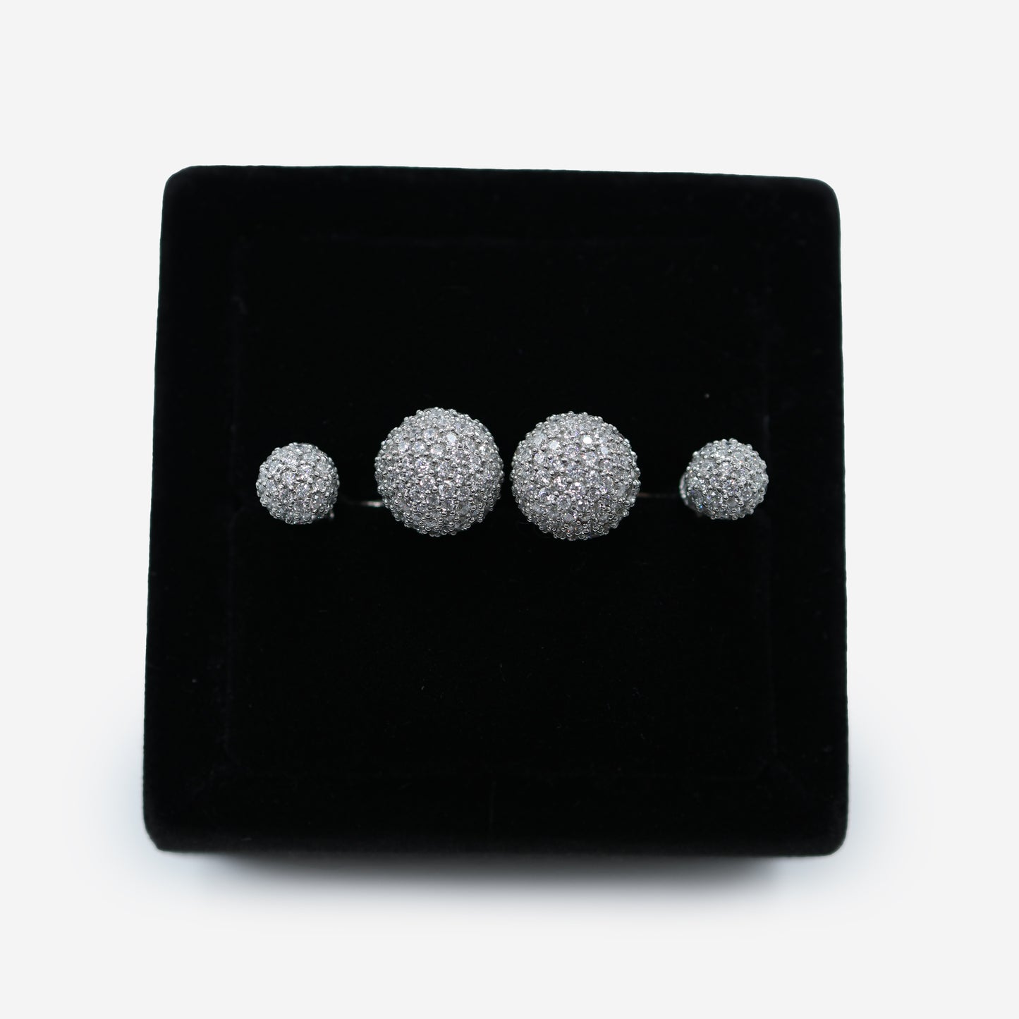 Aanura Pave Dome Stud Earrings in 925 Silver