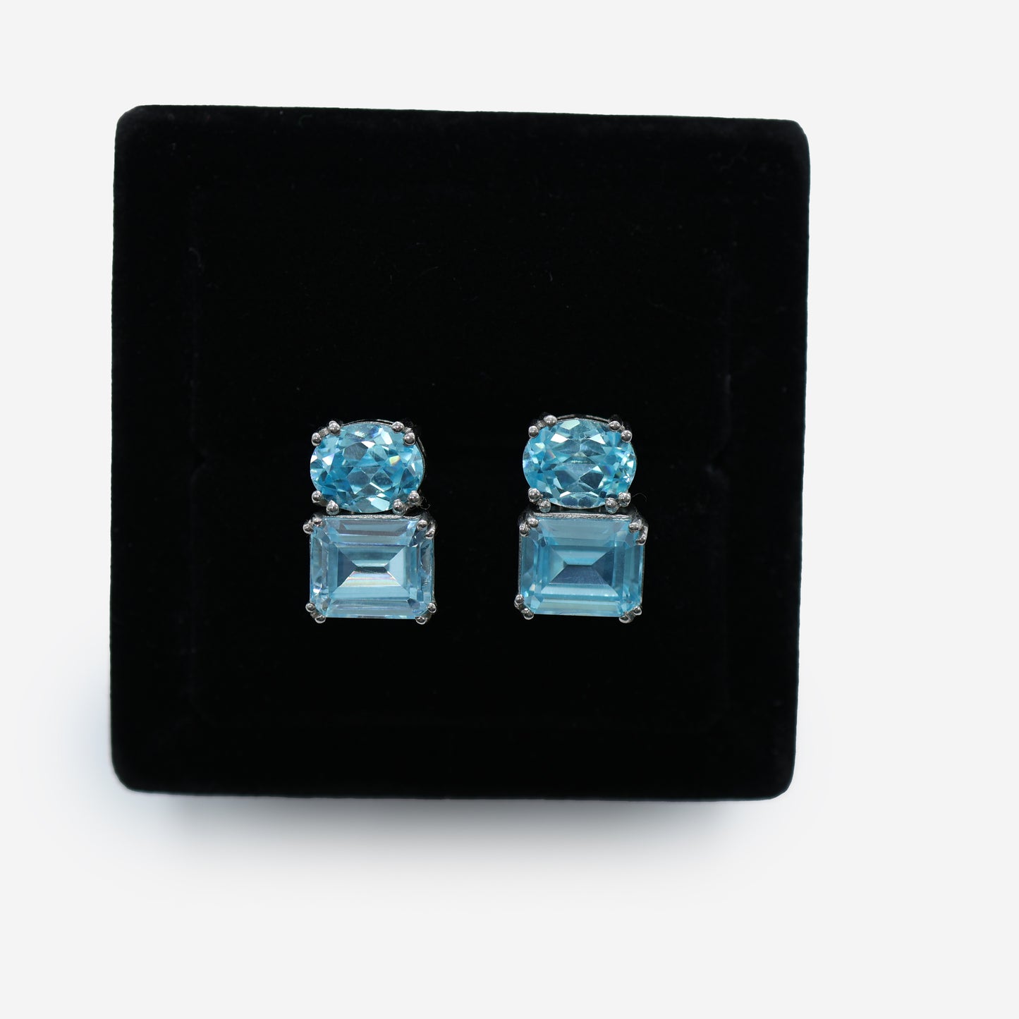 Aanura Dual Gemstone Stud Earrings in 925 Silver