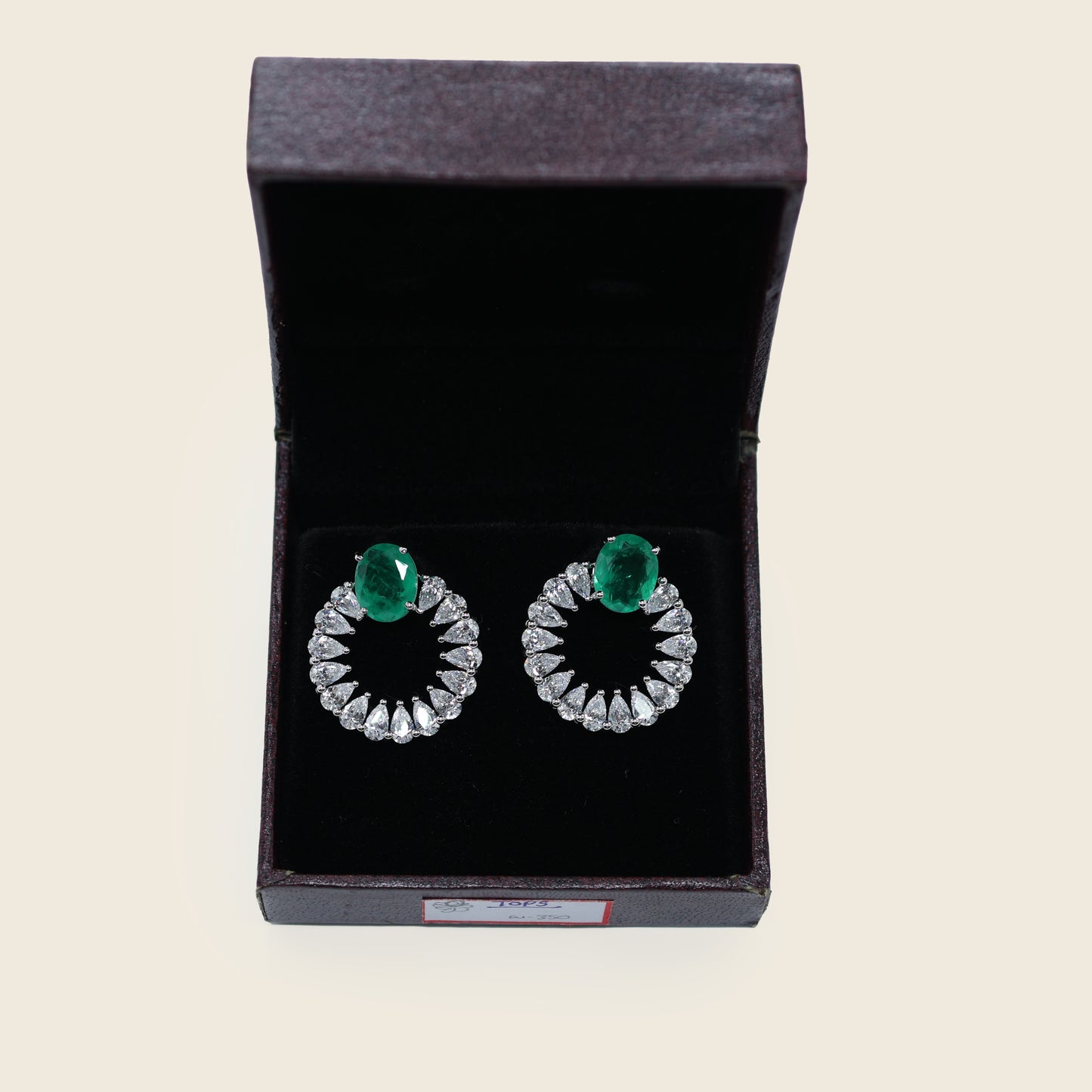 Aanura Emerald Halo Earrings in 925 Silver