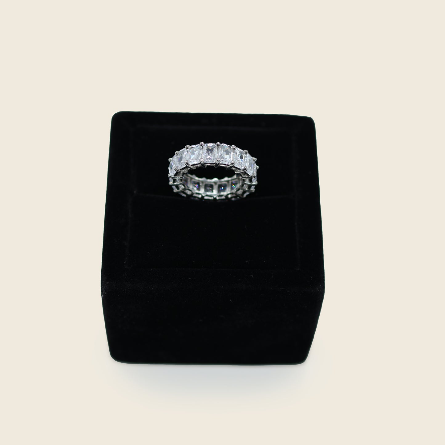 Aanura 925 Silver Emerald-Cut Eternity Band