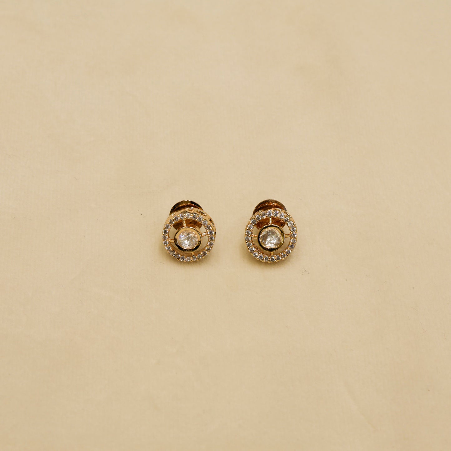 Aanura Minimal Gold Necklace Set with Round Crystal Drops