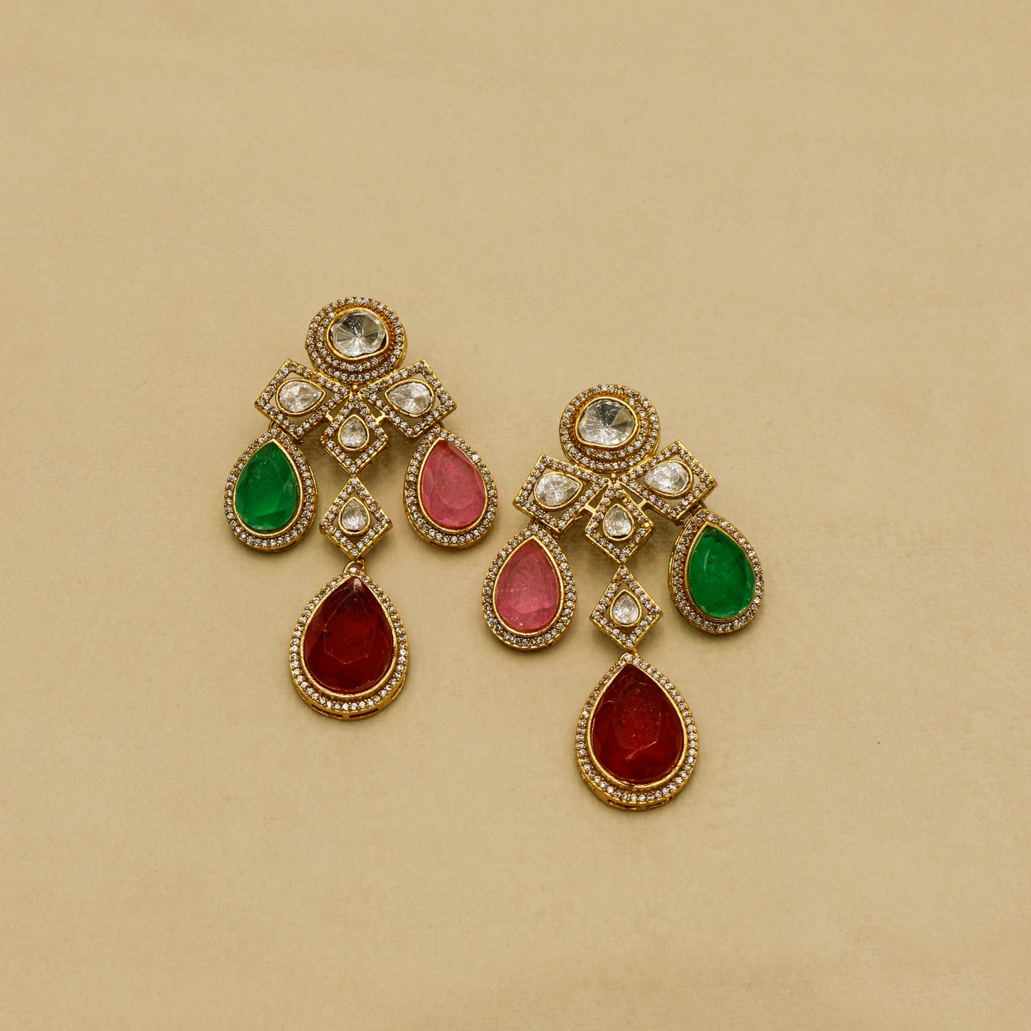 Aanura Grand Red Bridal Necklace with Kundan Embellishments