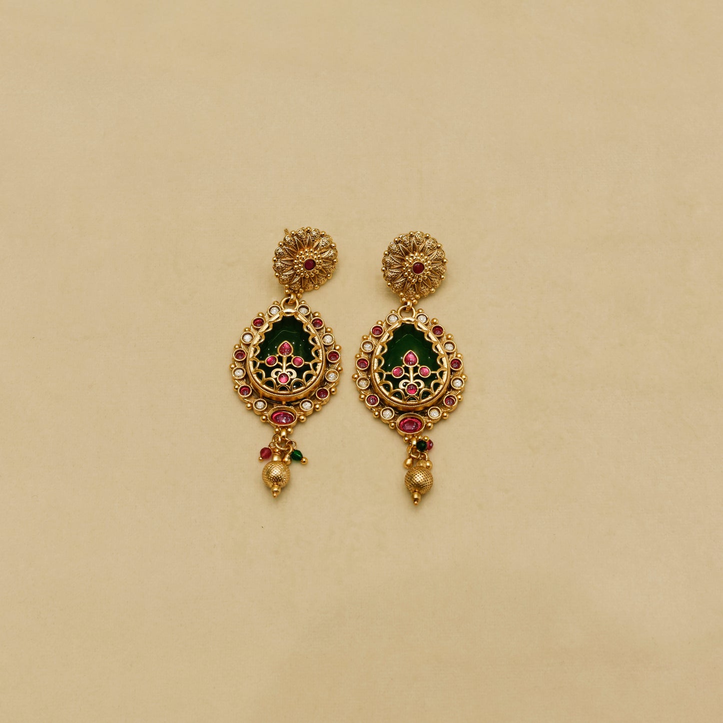 Aanura Antique Necklace with Ruby Teardrop Pendant