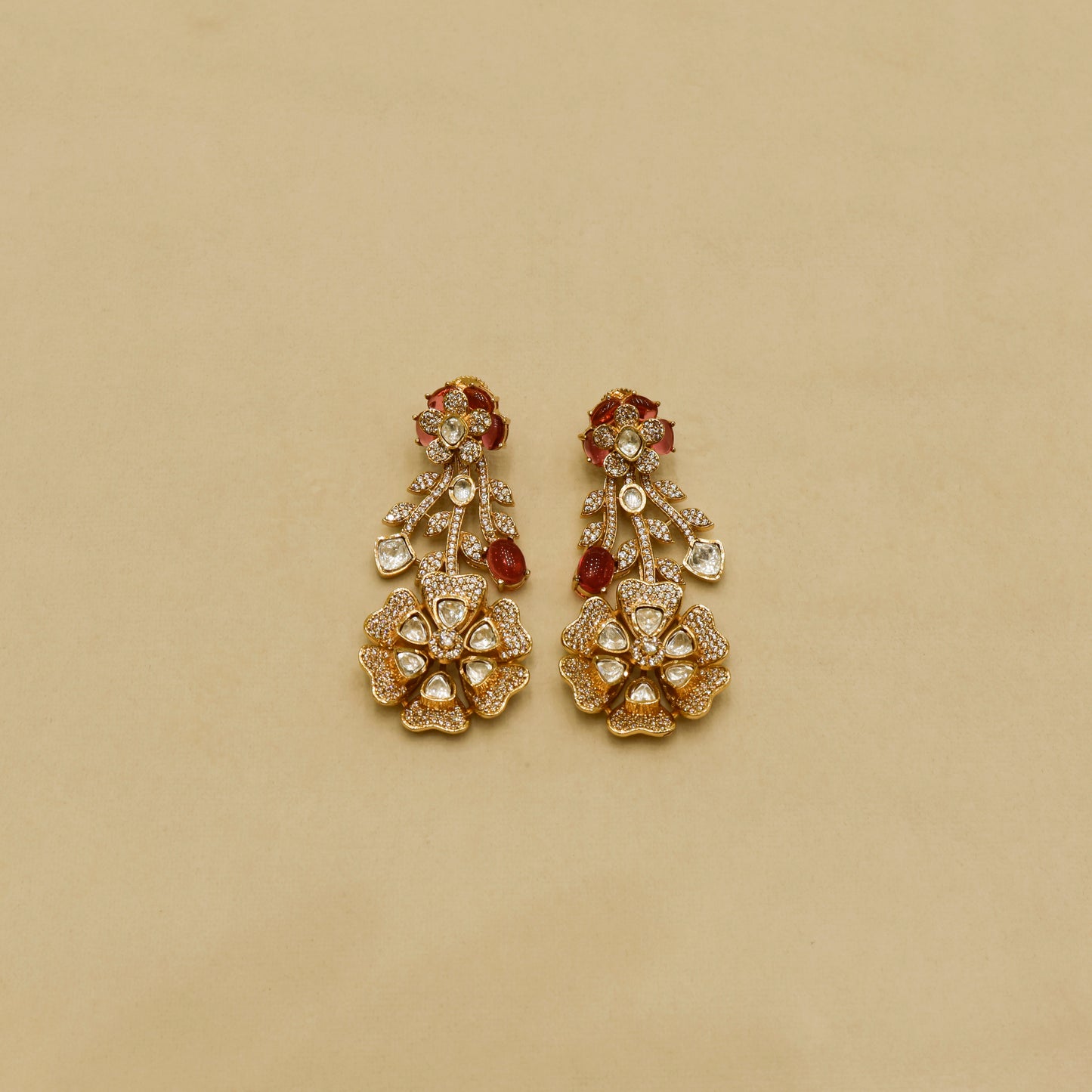 Aanura Floral Kundan Bridal Necklace Set with Earrings