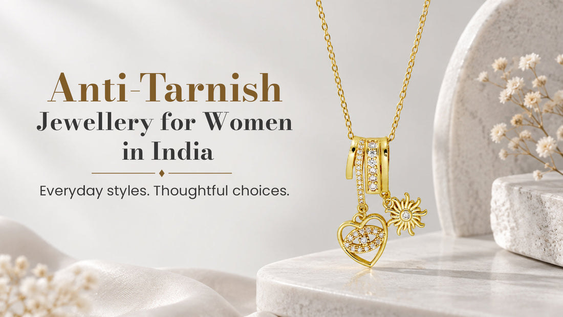 Anti-tarnish jewellery for women in India with gold charm necklace