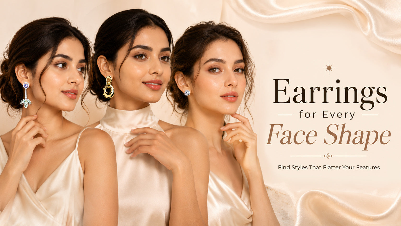 Earrings for different face shapes including round, oval, square and heart face styling guide