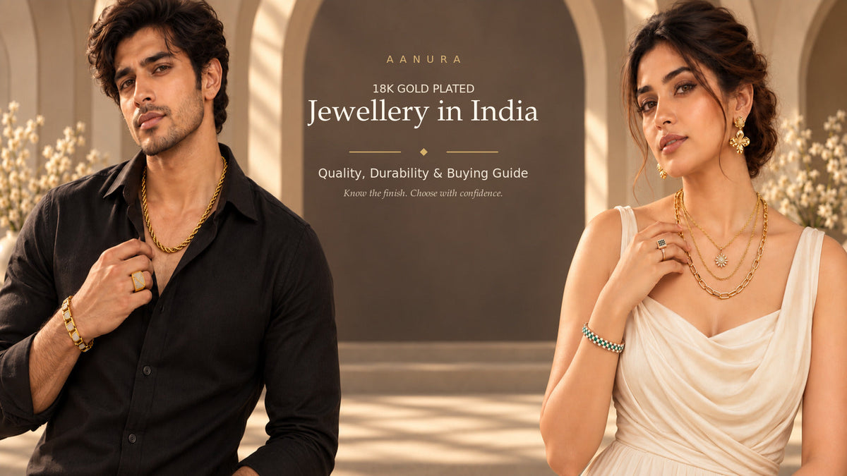 18K gold plated jewellery in India featuring styles for women and men.