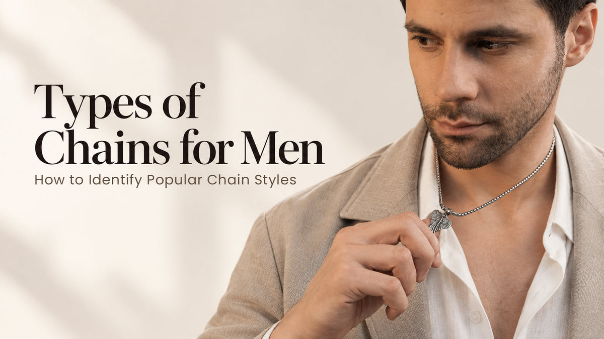 Man wearing a silver chain showcasing popular types of chains for men