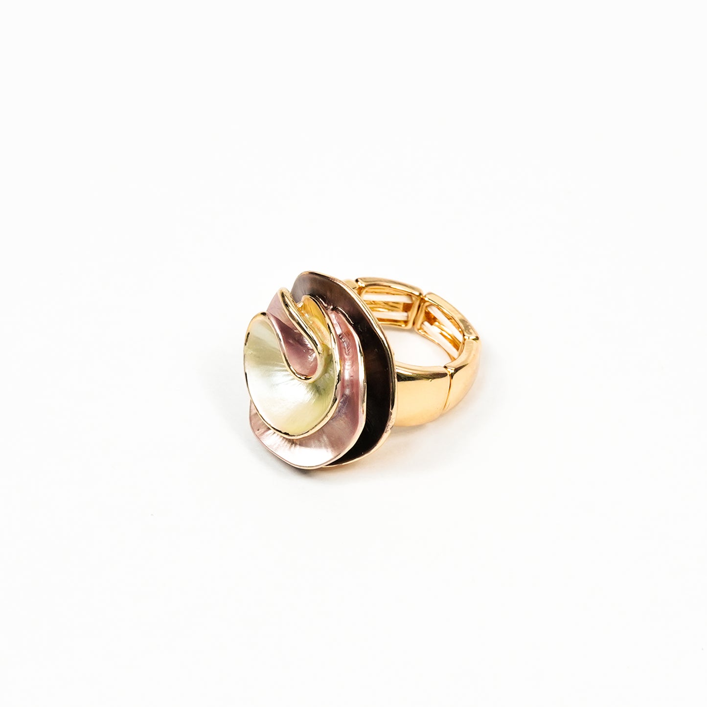 Aanura Pearl Swirl Statement Ring – Stainless Steel, Gold Plated